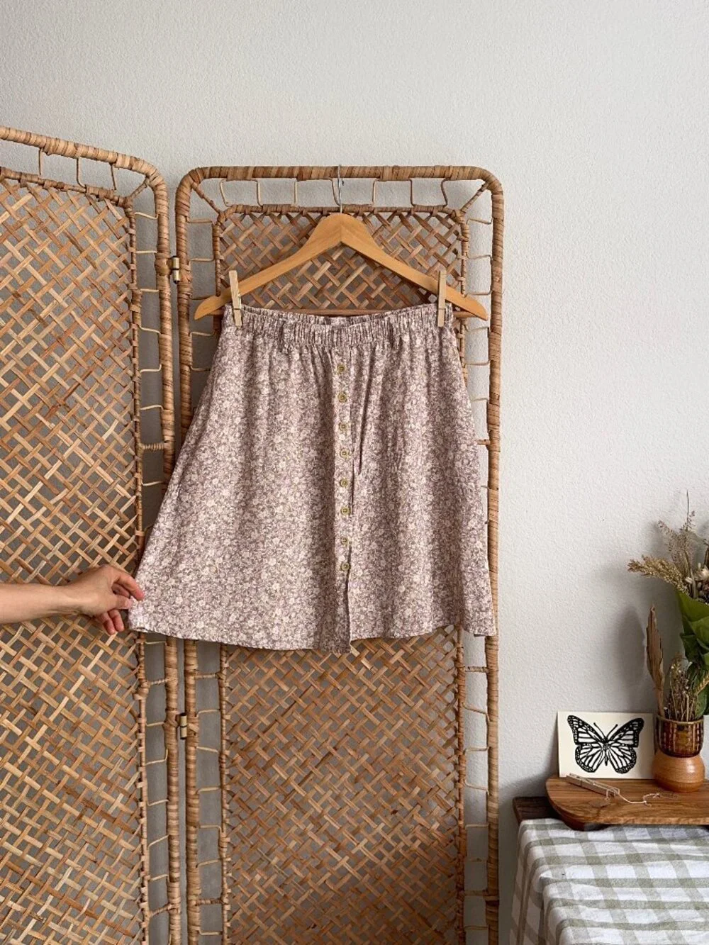 Vintage Eddie Bauer Floral Buttoned Mini/Midi Skirt - Picture 1 of 4